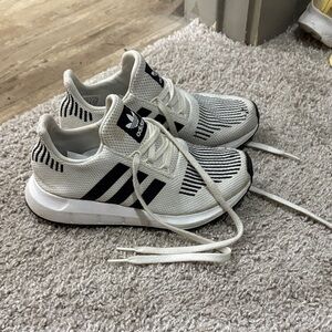 Adidas Kids' Black and White Striped Sneakers